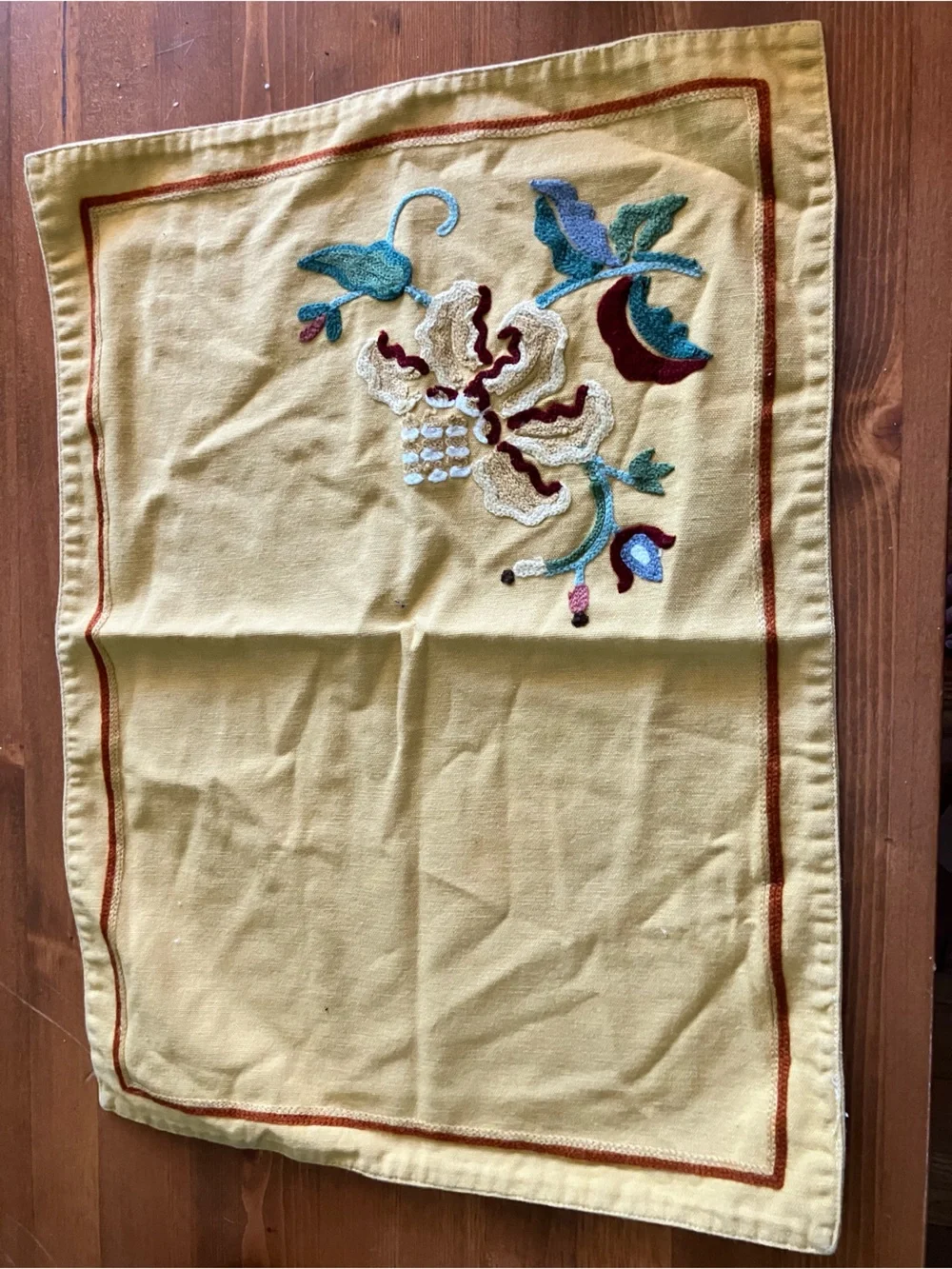 Williams-Sonoma Placemat & Napkin Set of 4 Harvest Gold Embroidered